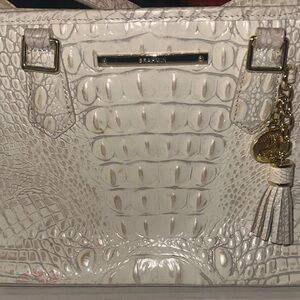 Brahmin White Crocodile Embossed Satchel-Mini Asher Pearl Melbourne
